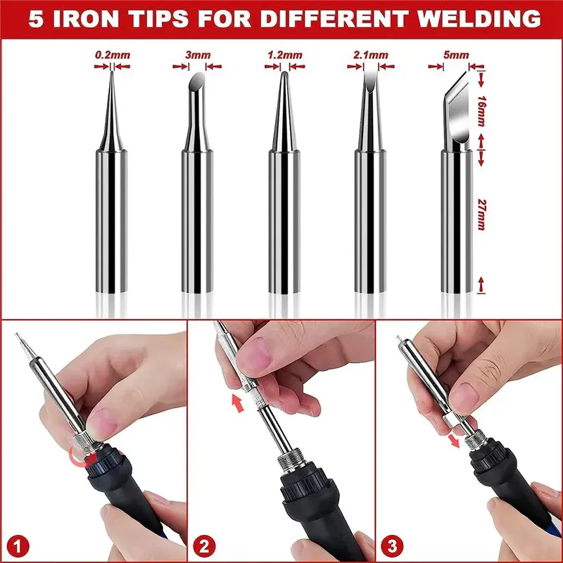 900M Pure Copper Soldering Iron Tip Set (I+B+K+2.4D+3C) - 5 Pcs Pack - Gallery 1